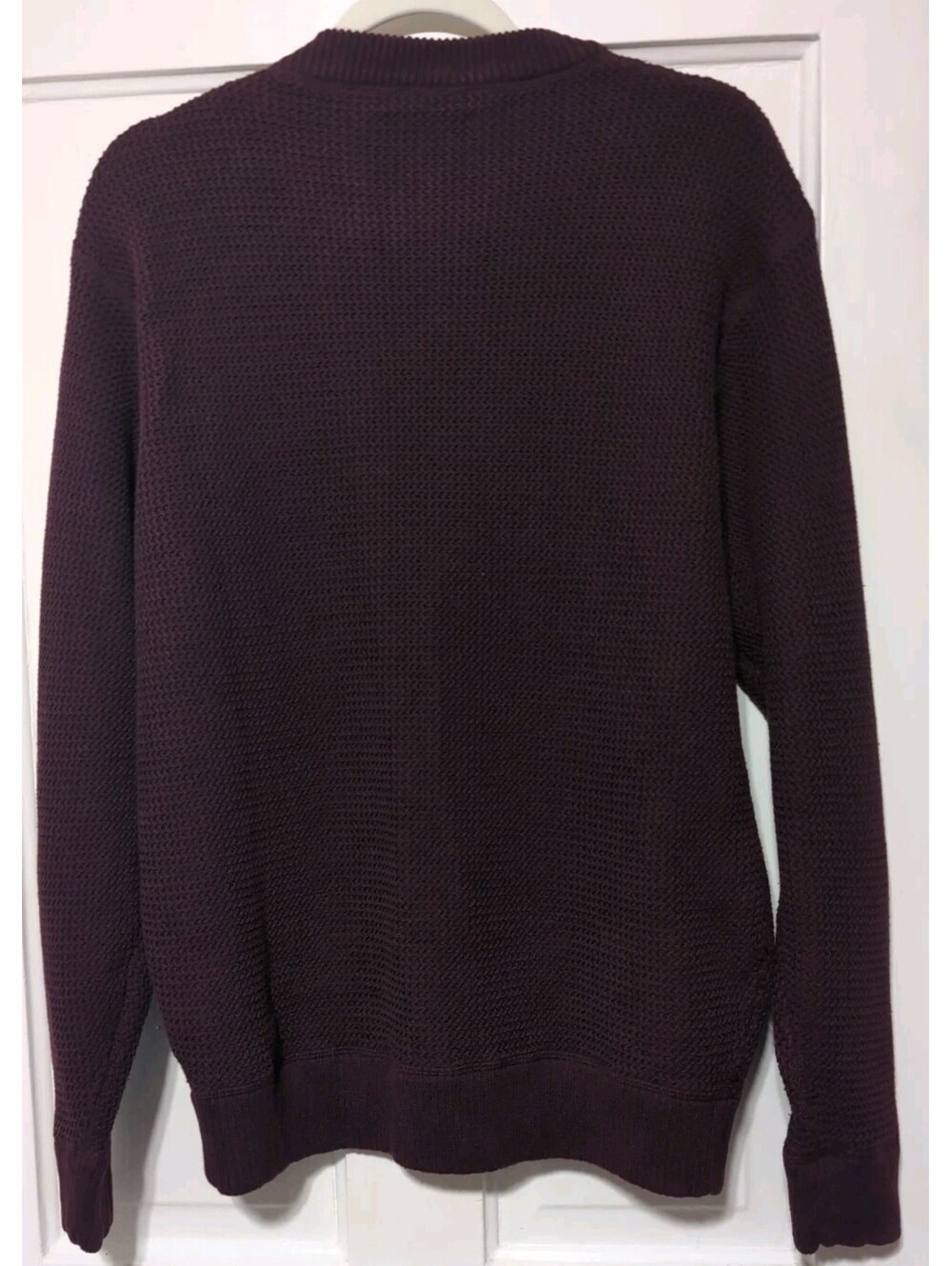 VTG Jantzen Sweater Crew Neck Interlock Thermal Burgundy Men's L(1397)B - Picture 3 of 4
